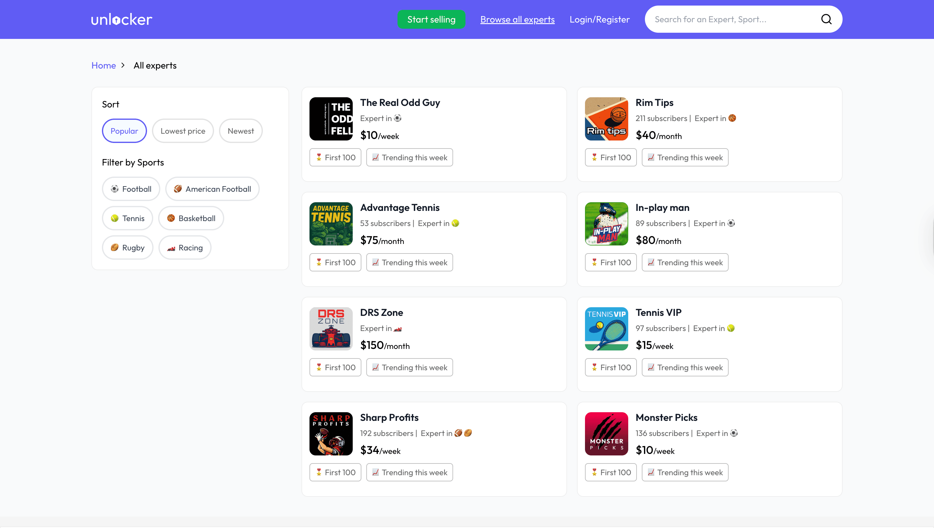 Expert Discovery Page