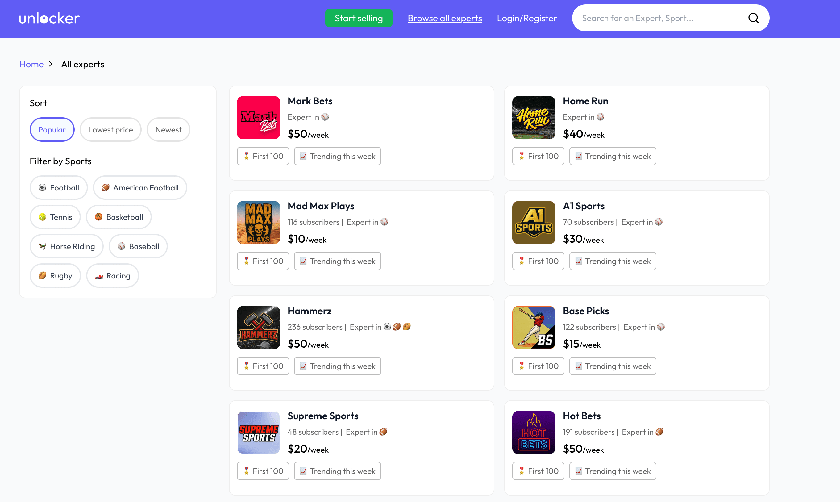 Unlocker - Sports Experts Marketplace screenshot