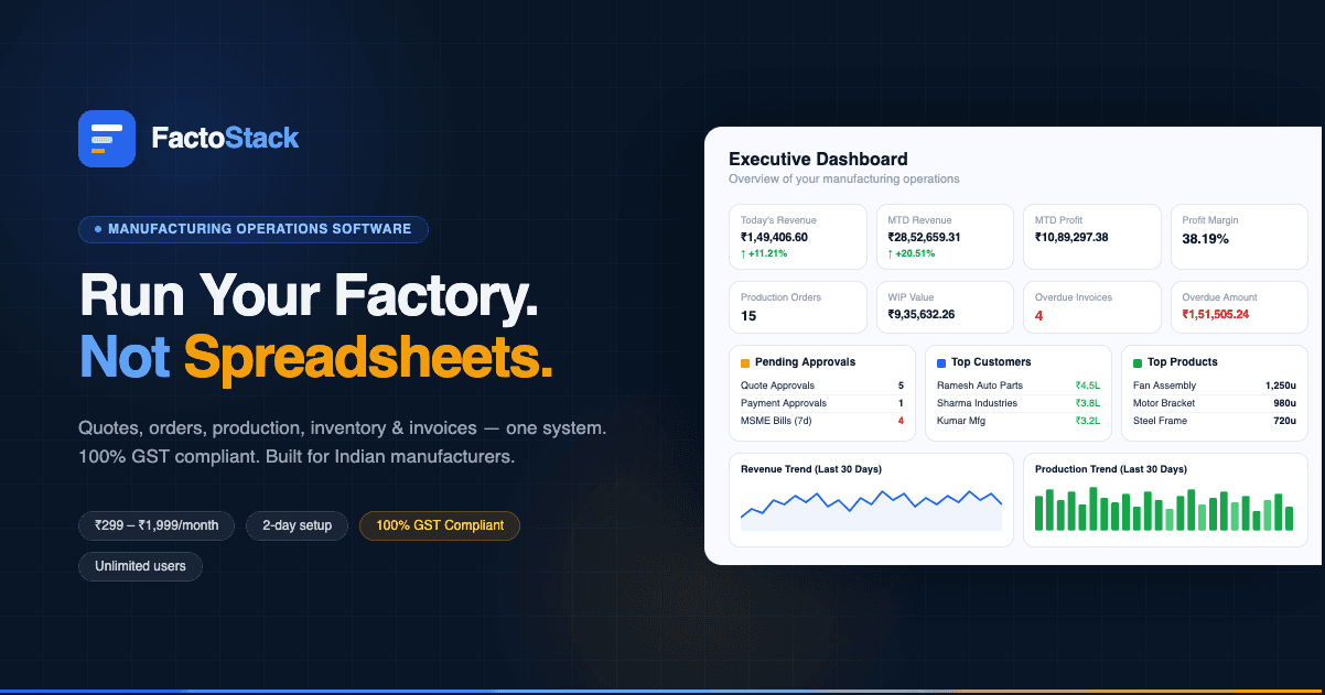FactoStack Marketing Website screenshot