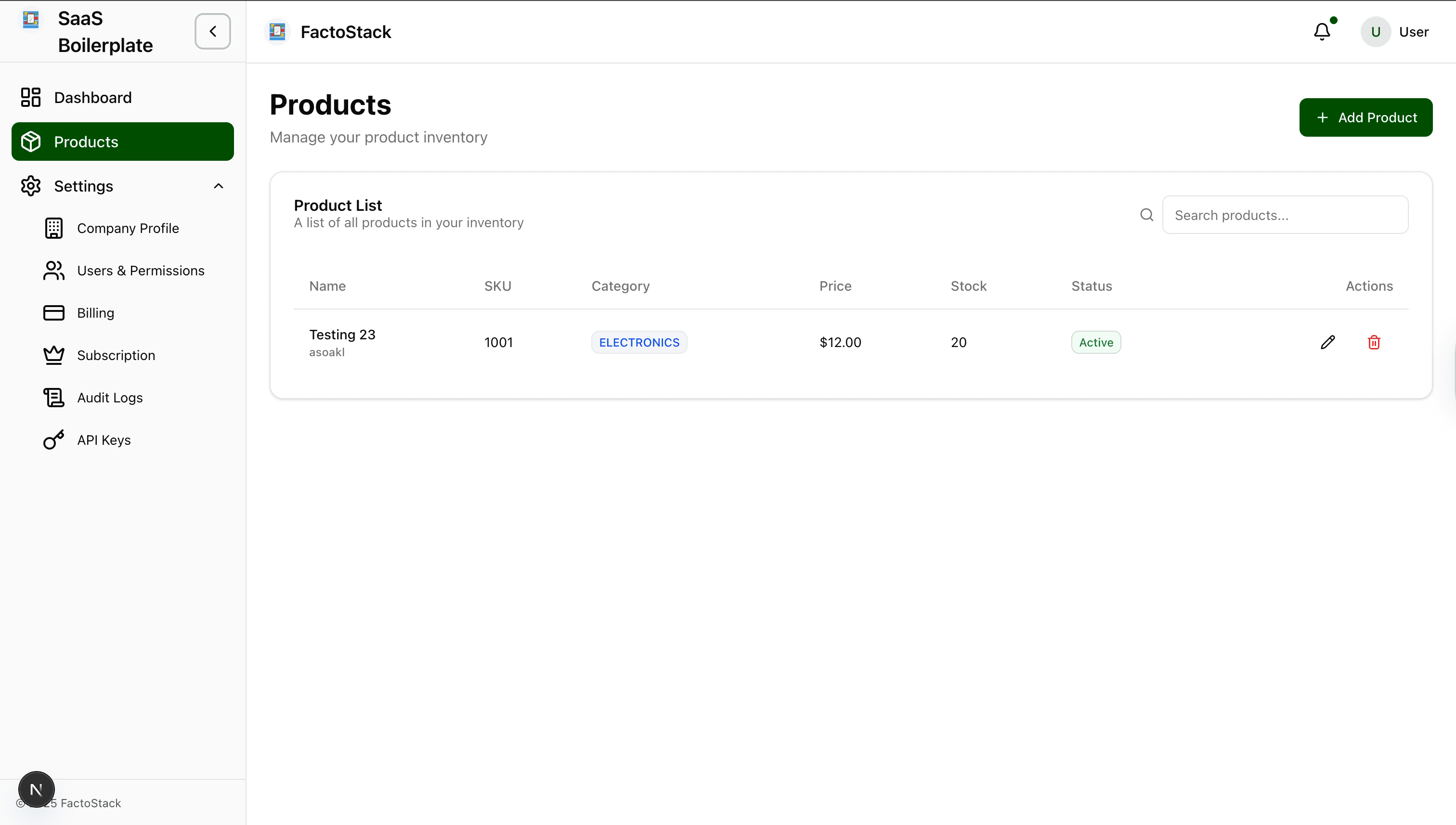 Next.js Multitenant SaaS Boilerplate project screenshot