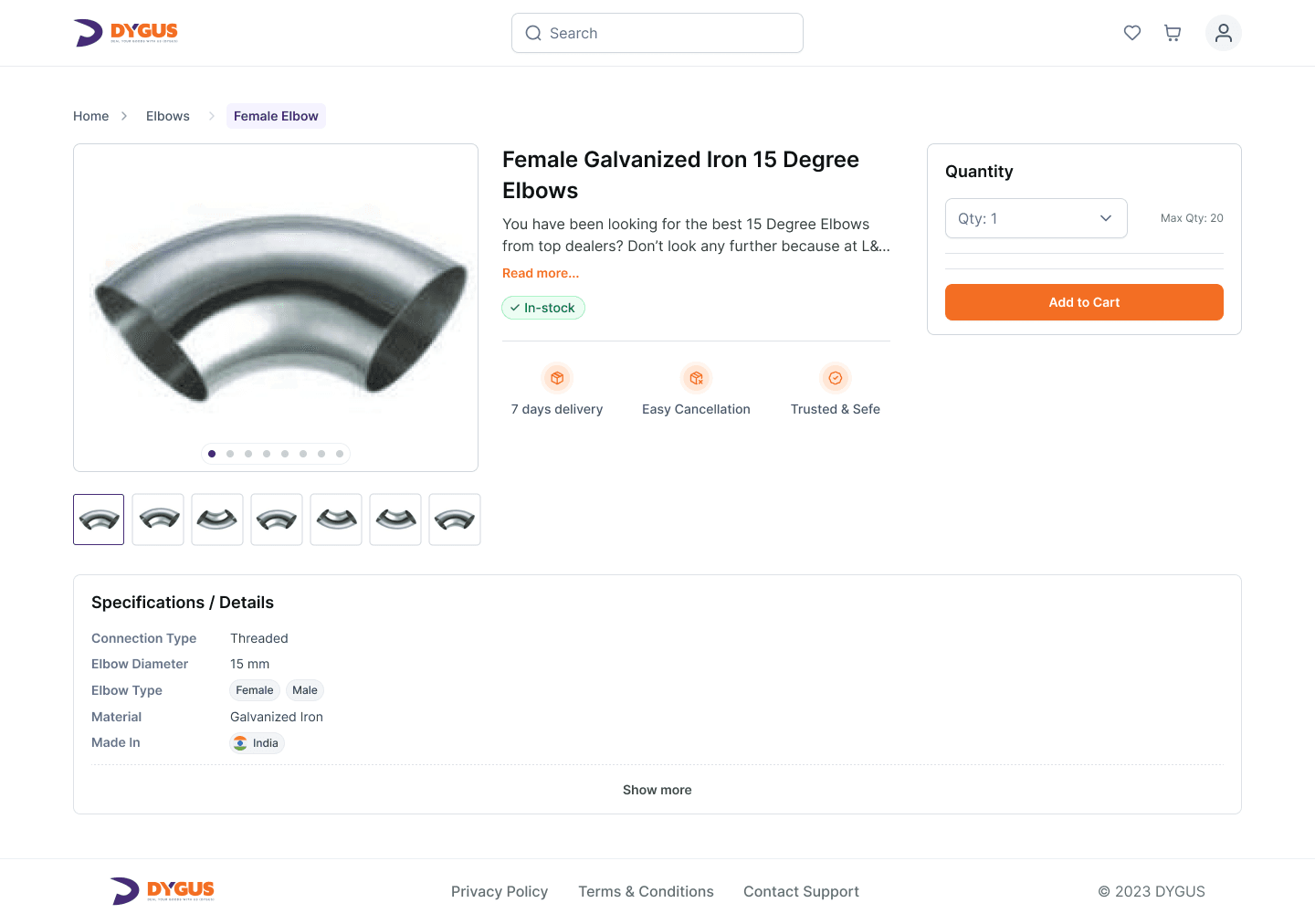 Plumbing E-commerce homepage