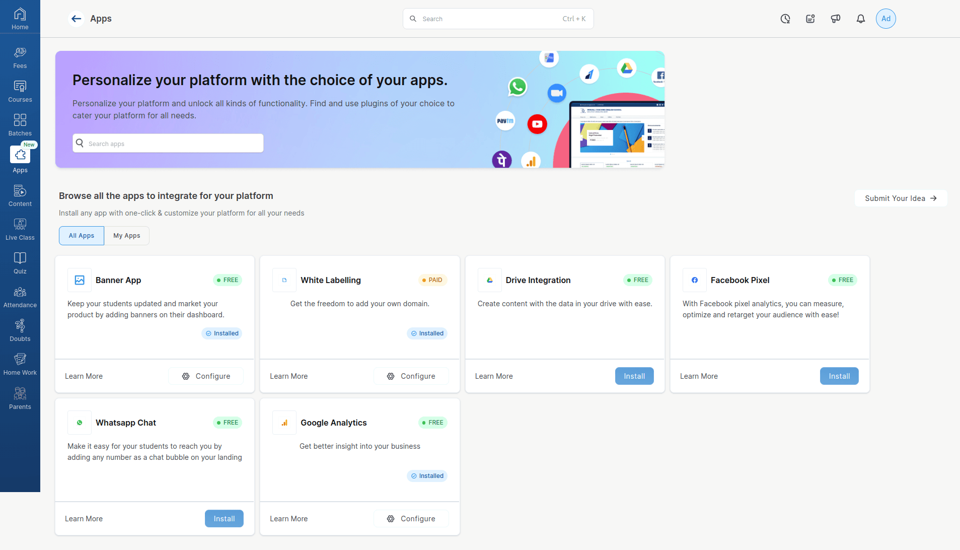 Plugin Management Interface
