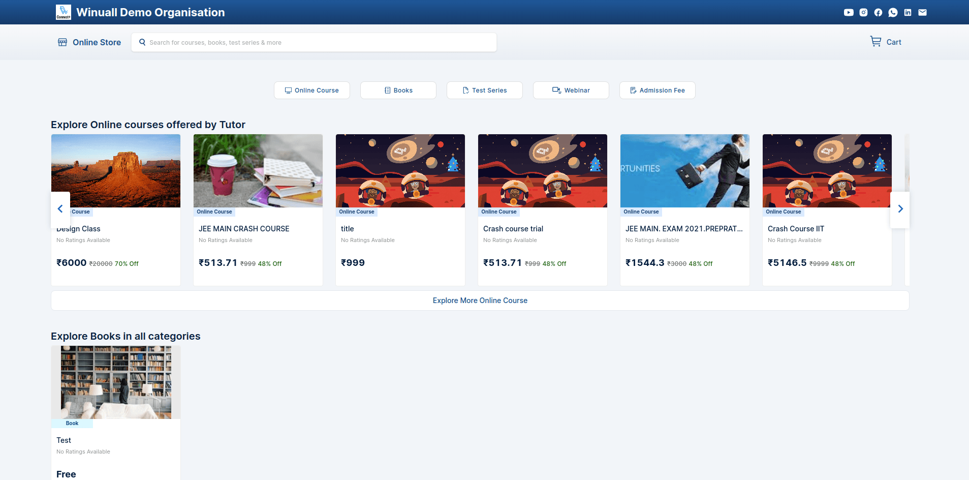 Winuall Online Store Product Listing